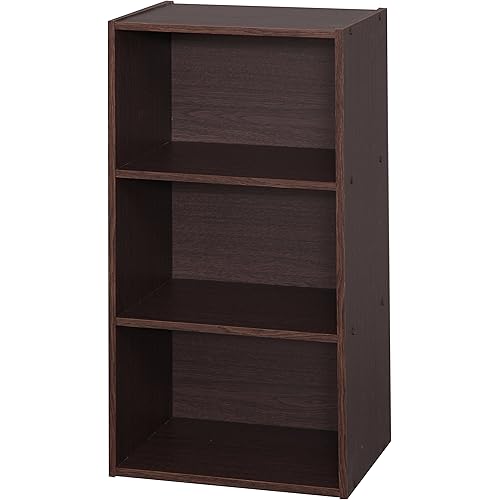 IRIS USA 3-Cube Modular Storage Box Shelf, Brown Oak