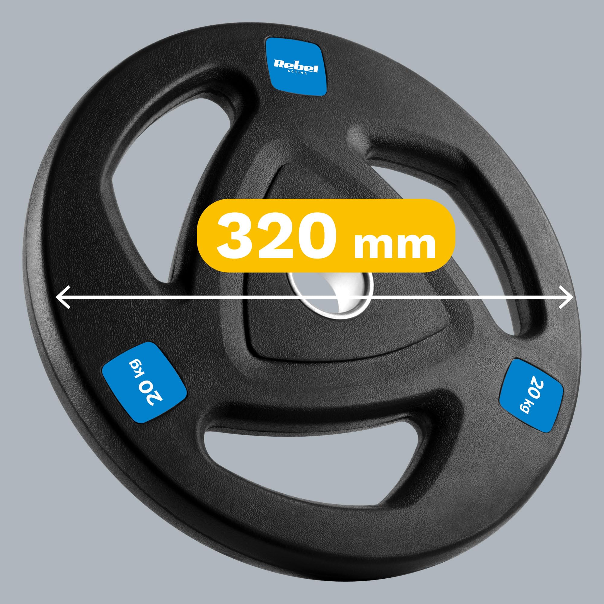 Rebelde Carga de Hierro Fundido Goma 20 kg Agujero Olímpico 51 mm RBA-2112-1