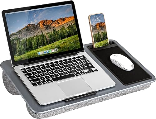 Miniatura 16 de LAPGEAR Escritorio de regazo Home Office Pro con reposamuñecas, alfombrilla para ratón y soporte para teléfono - Carbón Negro - Se adapta a Negro