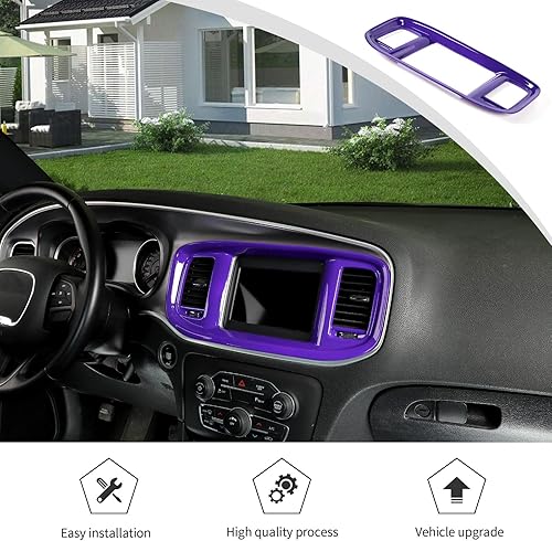 Miniatura 6 de JWWY Consolas centrales de cargador, tablero de salpicadero, marco de pantalla de navegación de DVD, cubierta de instrumento para 2015-2024+Dodge