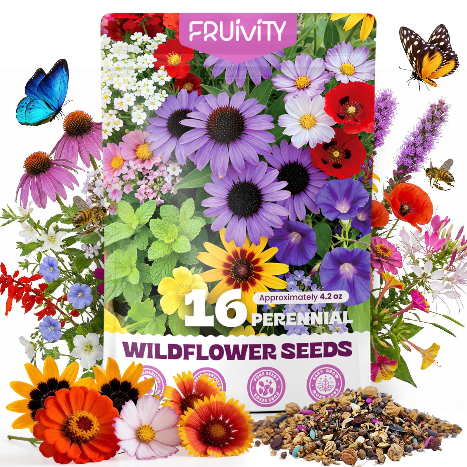 Fruivity 200,000+ Wildflower Seeds Bulk