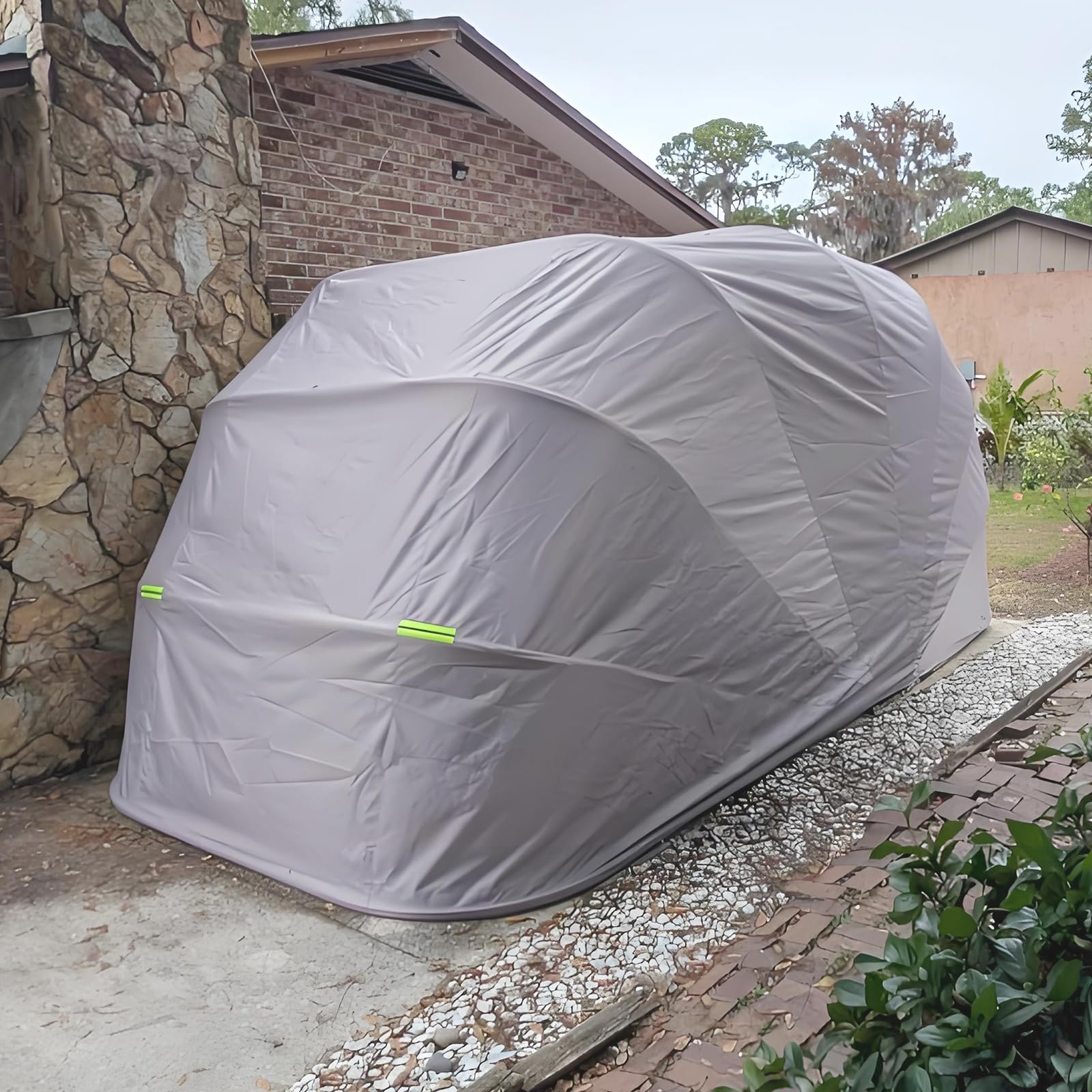 Tettoia per Auto in Acciaio Inossidabile Indipendente, 5.5 x 2.5m Carport Auto per Esterno, Garage Semiautomatico, Tendalino Retrattile per Carichi Pesanti, Protezione per Tutte Le Stagioni