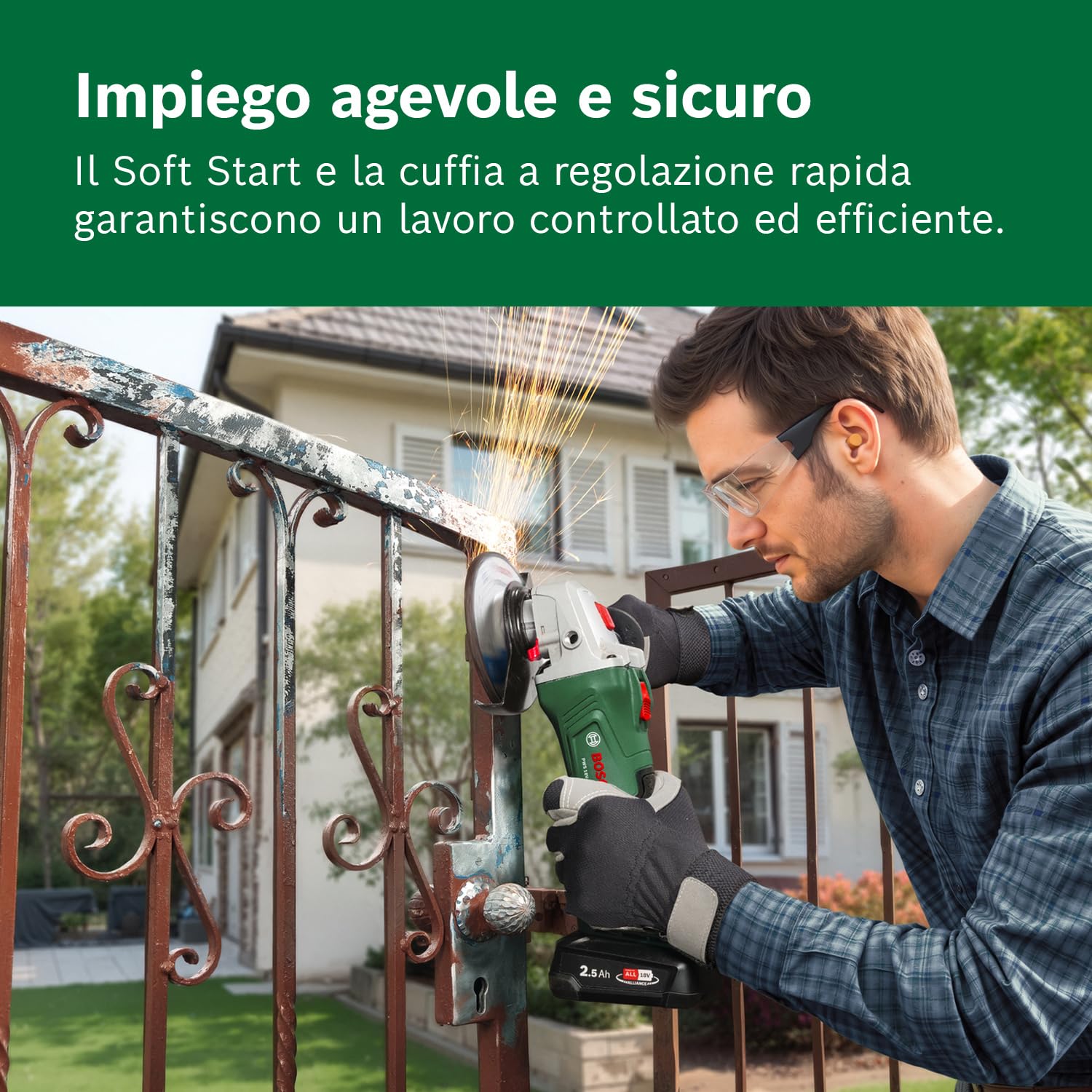 Bosch 18V System Smerigliatrice angolare a batteria PWS 18V-70 (Per lavori di taglio e smerigliatura di piccole e medie dimensioni; diametro del disco abrasivo: 125 mm)