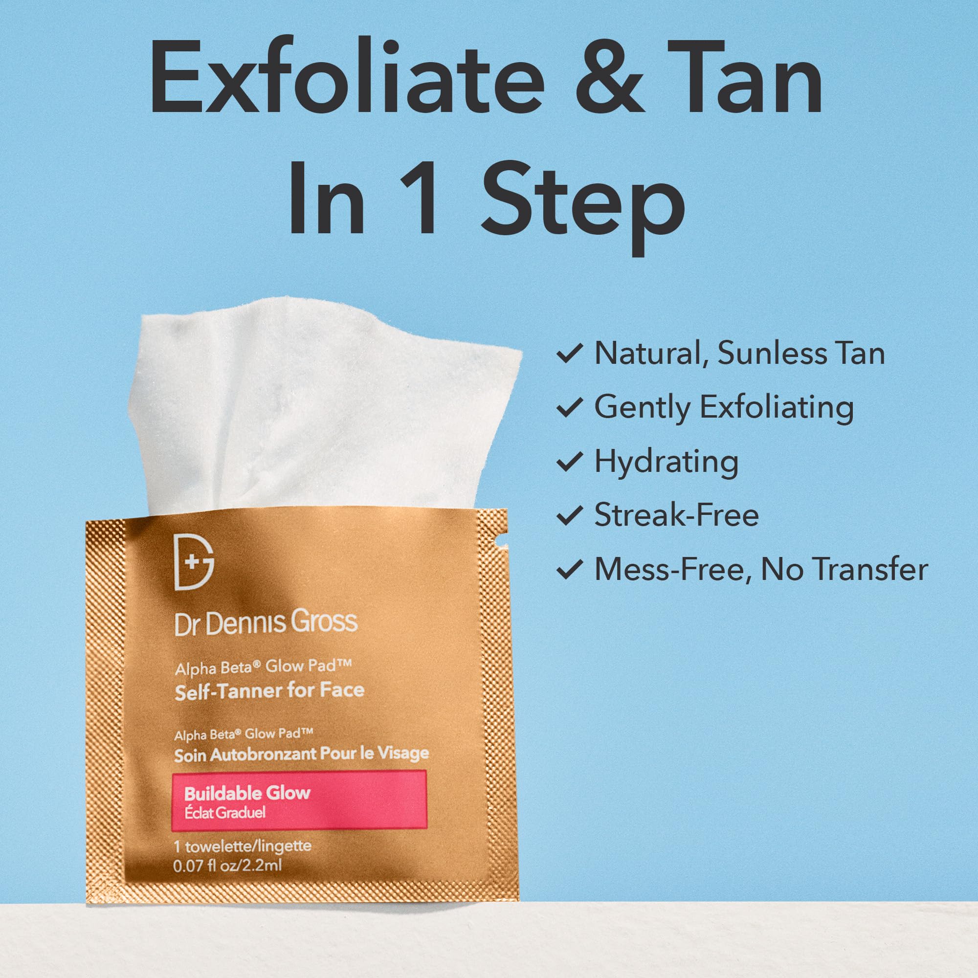 Dr. Dennis Gross Glow Pad Self-Tanner for Face with AHAs & BHAs
