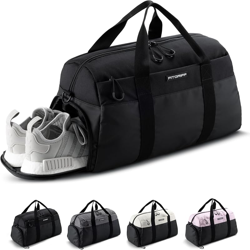 Fitgriff® Gym Bag V2 para hombres y mujeres con zapato y compartimento húmedo - Bolsa de lona para viajes, deportes, fitness y entrenamiento