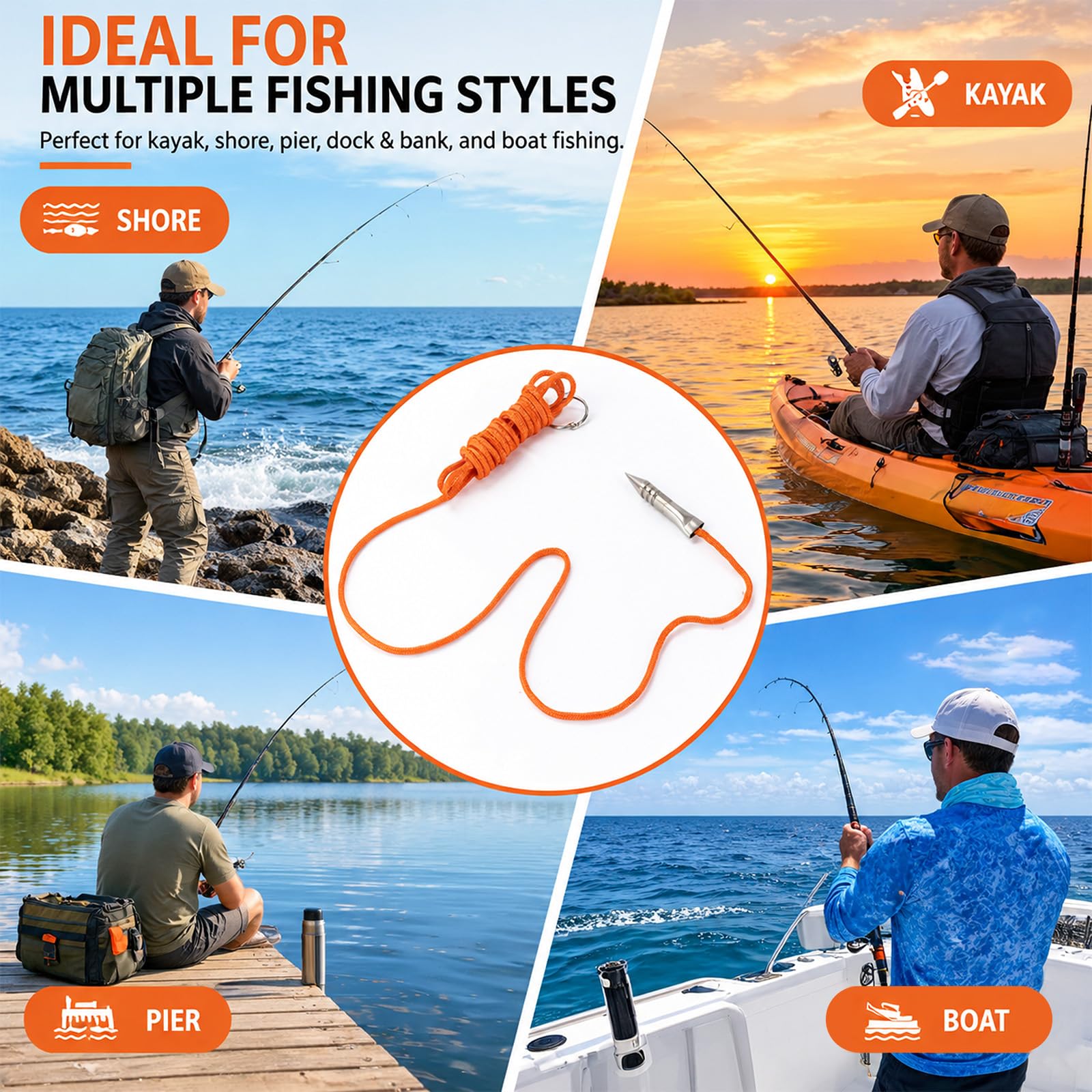 DAOLONG Fishing Stringer - 2 Pack 10ft -8
