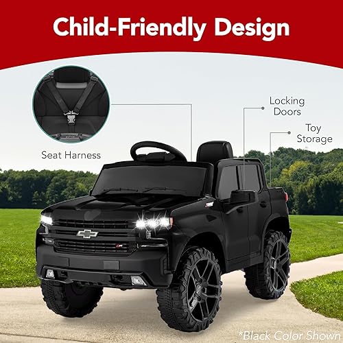 Miniatura 5 de Best Choice Products Camión Chevrolet Silverado Ride On con licencia de 12 V, juguete eléctrico con control remoto para padres, almacenamiento de