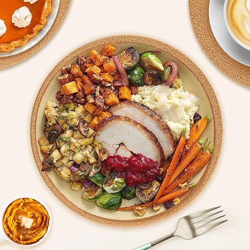 Miniatura 2 de Almohadillas calientes de corcho para cocina, paquete de 4 salvamanteles de corcho grueso de alta densidad para platos calientes, 8 pulgadas,