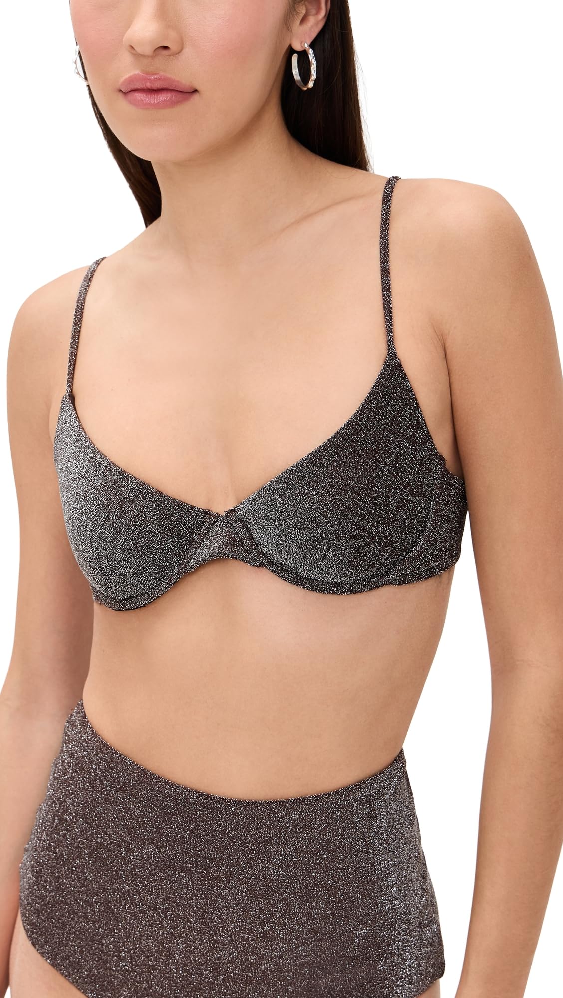 MIKOH Womens Metallic Bosa Bikini Top