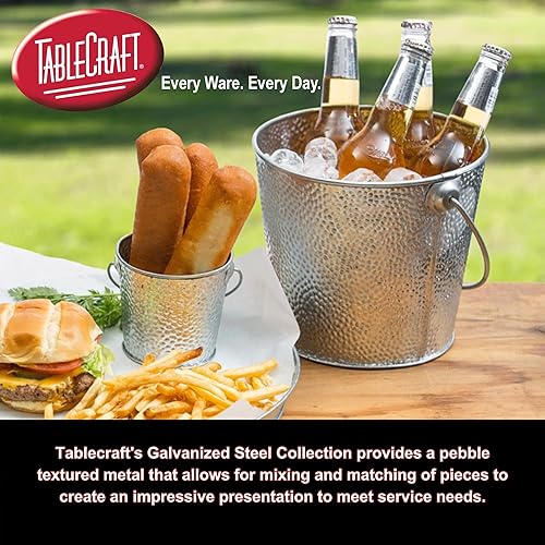 Miniatura 6 de Tablecraft GP10 - Bandejas galvanizadas para servir, platos redondos, textura de guijarros, 10.5 pulgadas, plata, 12 unidades, apilables, para