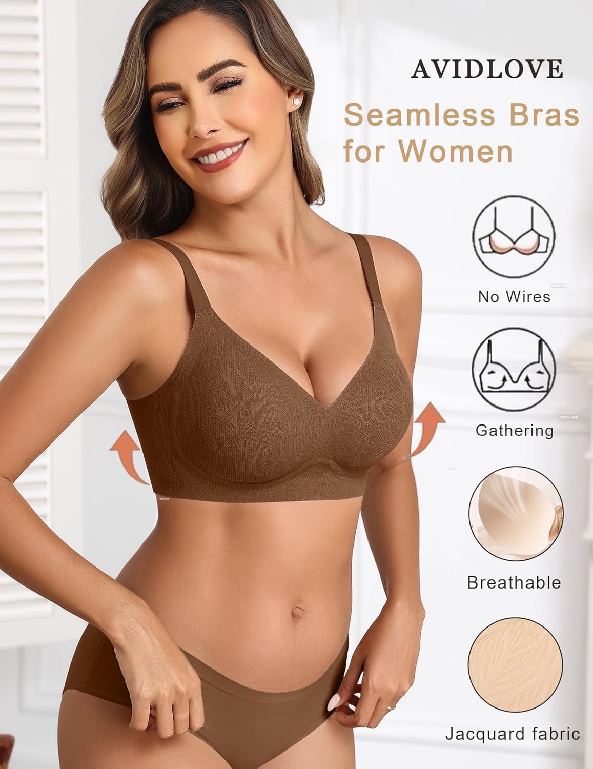 Avidlove Bras for Women Seamless Comfortable Bralettes No Wire Full Coverage Padded T Shirt Bra - Image 3