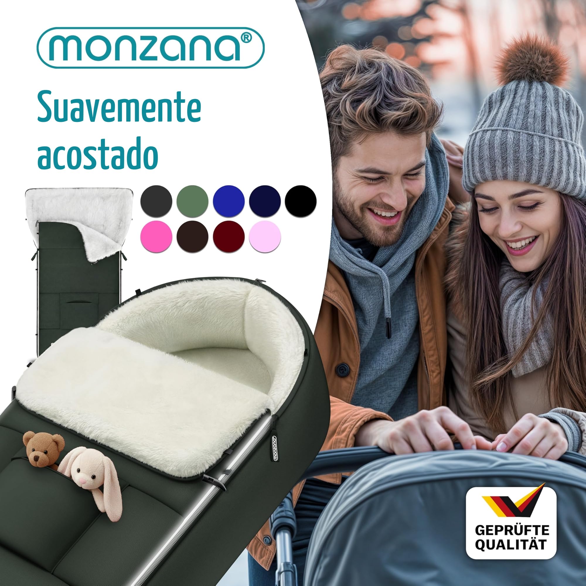 MONZANA® Saco Silla de Paseo Universal Protección Invierno Cremallera Polar Térmico Antideslizante Cochecito Bebe Portabebés