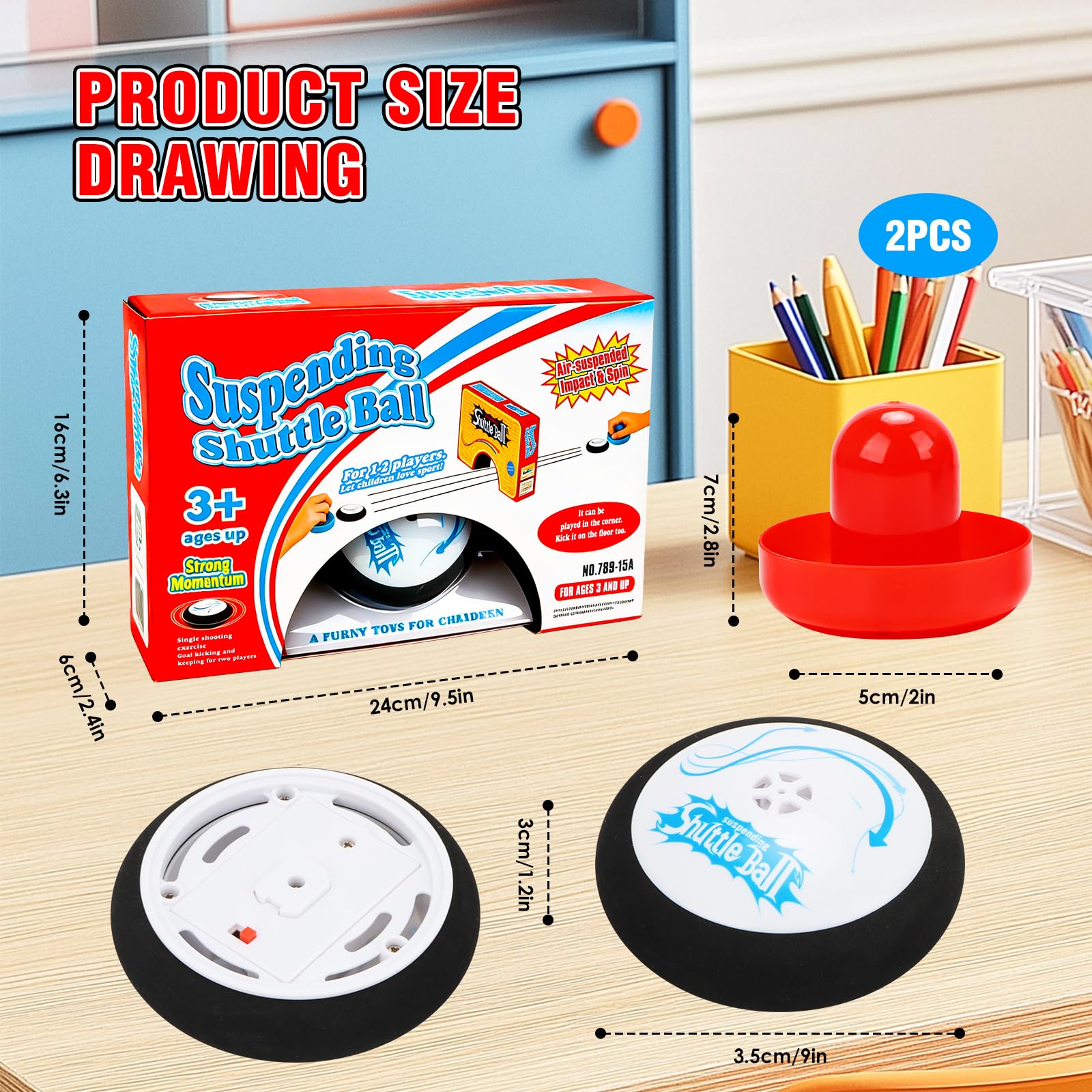 Air Hockey Hover Puck, mini gra stołowa z 2 krążkami i rakietami, przenośny zestaw do gry w hokeja z unoszącymi się krążkami, gra stołowa dla dorosłych