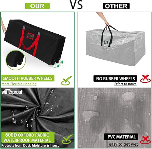 Miniatura 2 de 2 ruedas y correas de hebilla Bolsa de almacenamiento para árbol de Navidad rodante para árbol desmontado de 7.5 pies, 50 x 20 x 12 pulgadas,