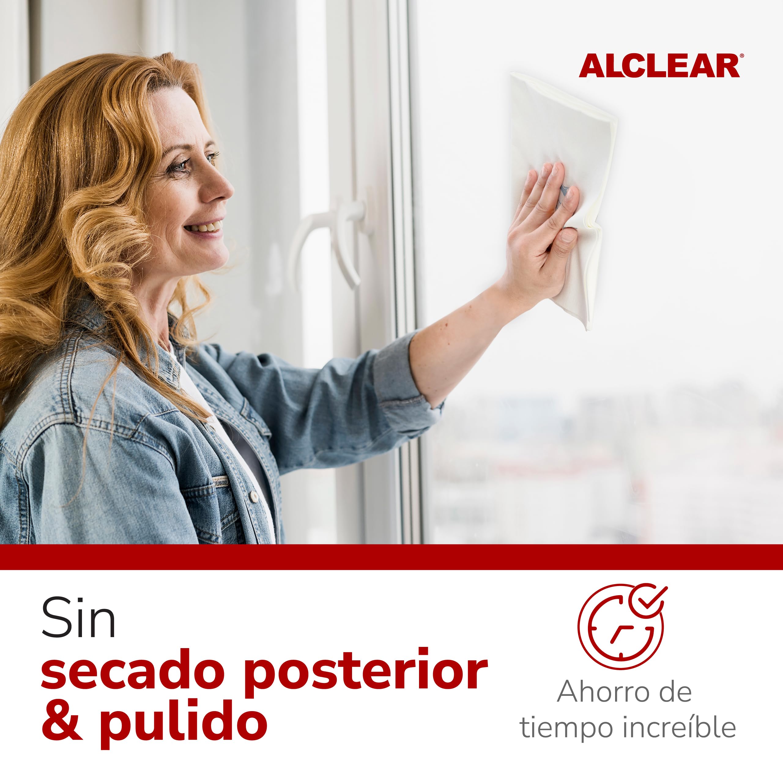 ALCLEAR 950001 Paño de Microfibra para Ventanas, Set de 5, paño de Microfibra para Cristales, del hogar y de Las Ventanas, sin Necesidad de Utilizar un paño para secar ni limpiacristales, 40 x 45 cm