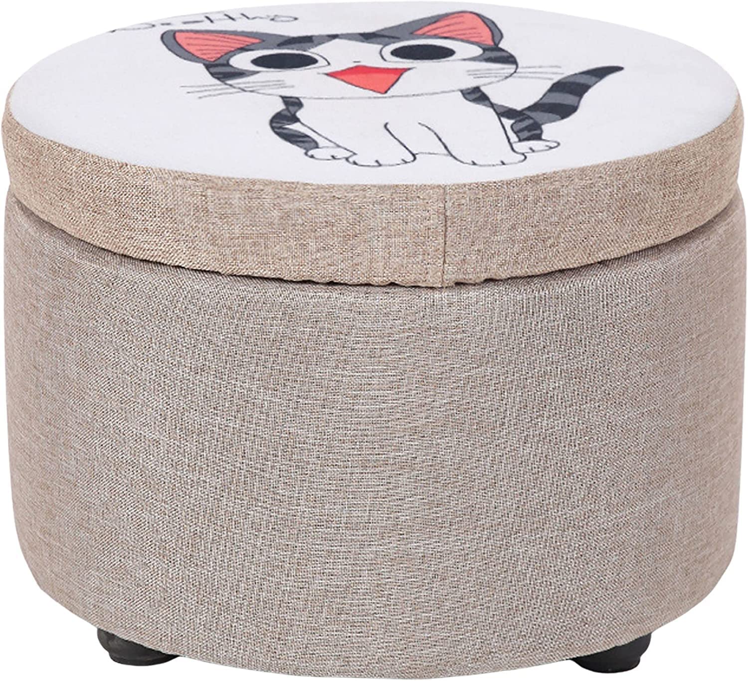 Repose-pieds boîte de rangement empilable en lin pour salon