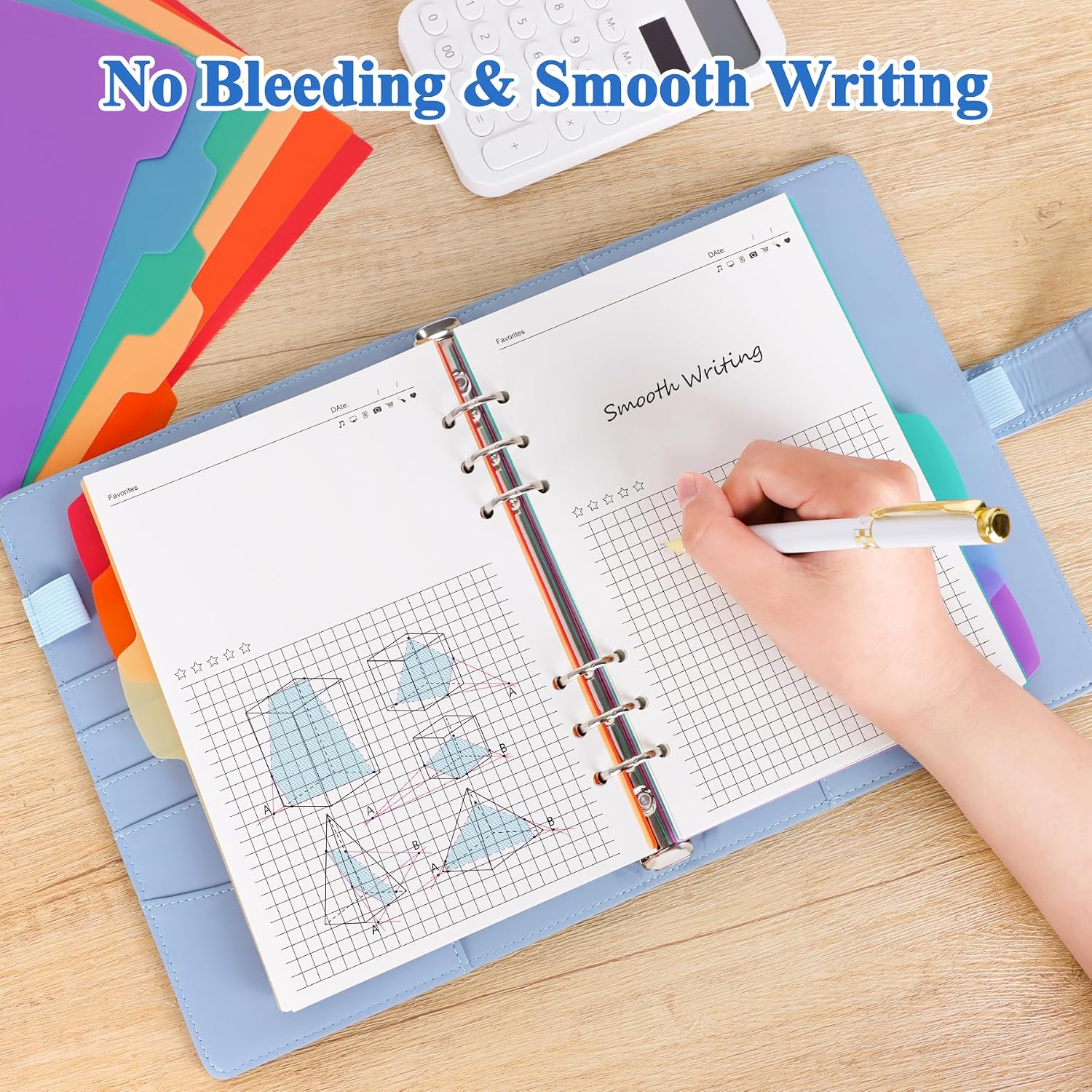 A5 Refill Paper Planner Inserts for A5 6-Ring Binder, 135 Sheets 6-Hole Note Record Refills Blank&Grid Loose Leaf Filler Paper with Binder Dividers for Refillable Notebook, Journal, Sketchbook