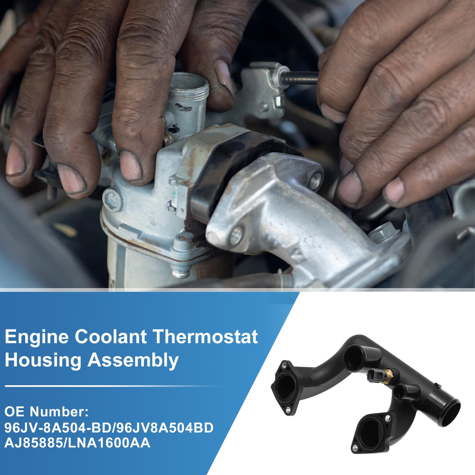 Carcasa De Termostato De Refrigerante Del Motor De Plástico Para Jaguar XK8 1997-2002 Reemplaza No.96JV-8A504-BD/96JV8A504BD/AJ85885/LNA1600AA 1 Pc