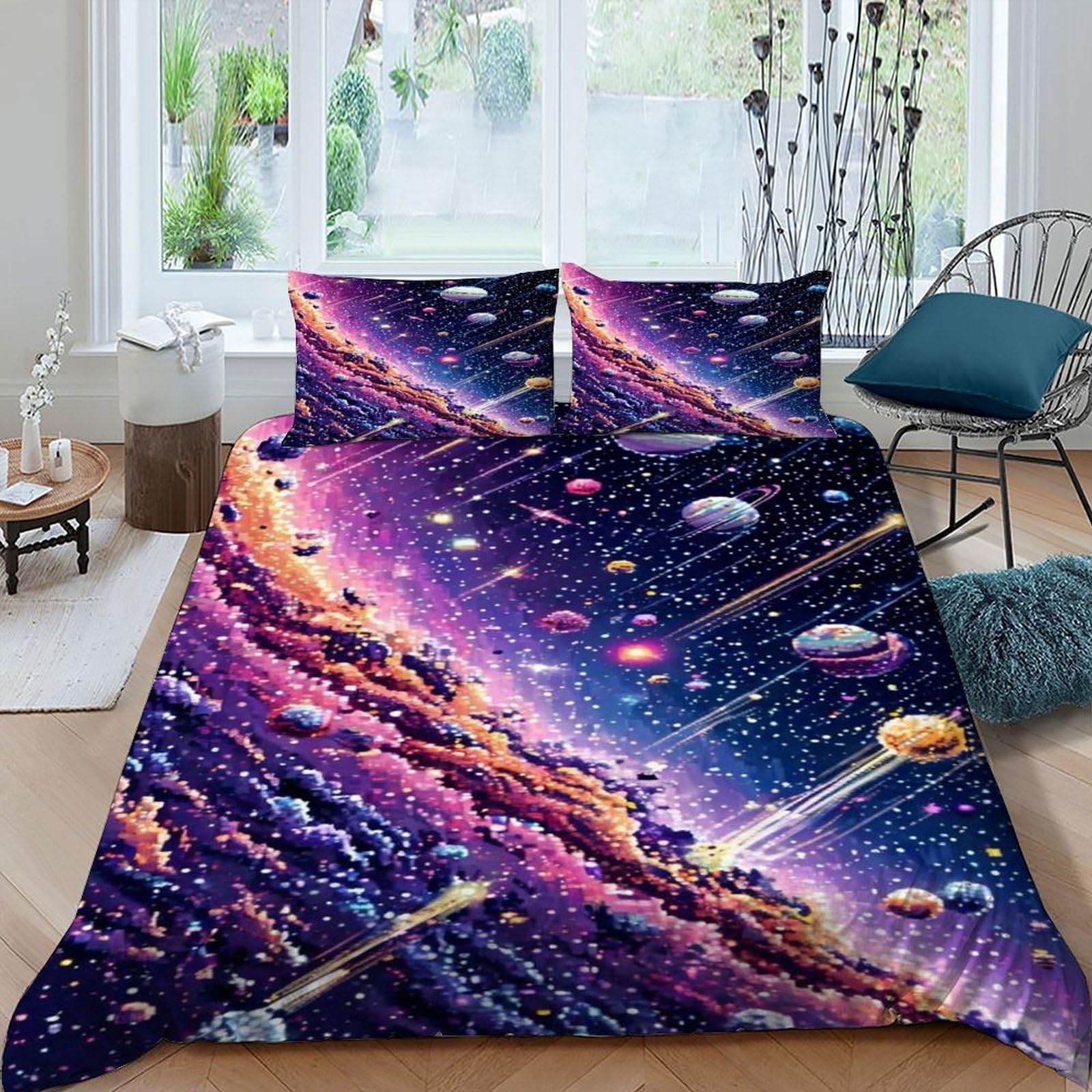 Nébuleuse planétaire housse de couette king en microfibre de qualité supérieure avec zip