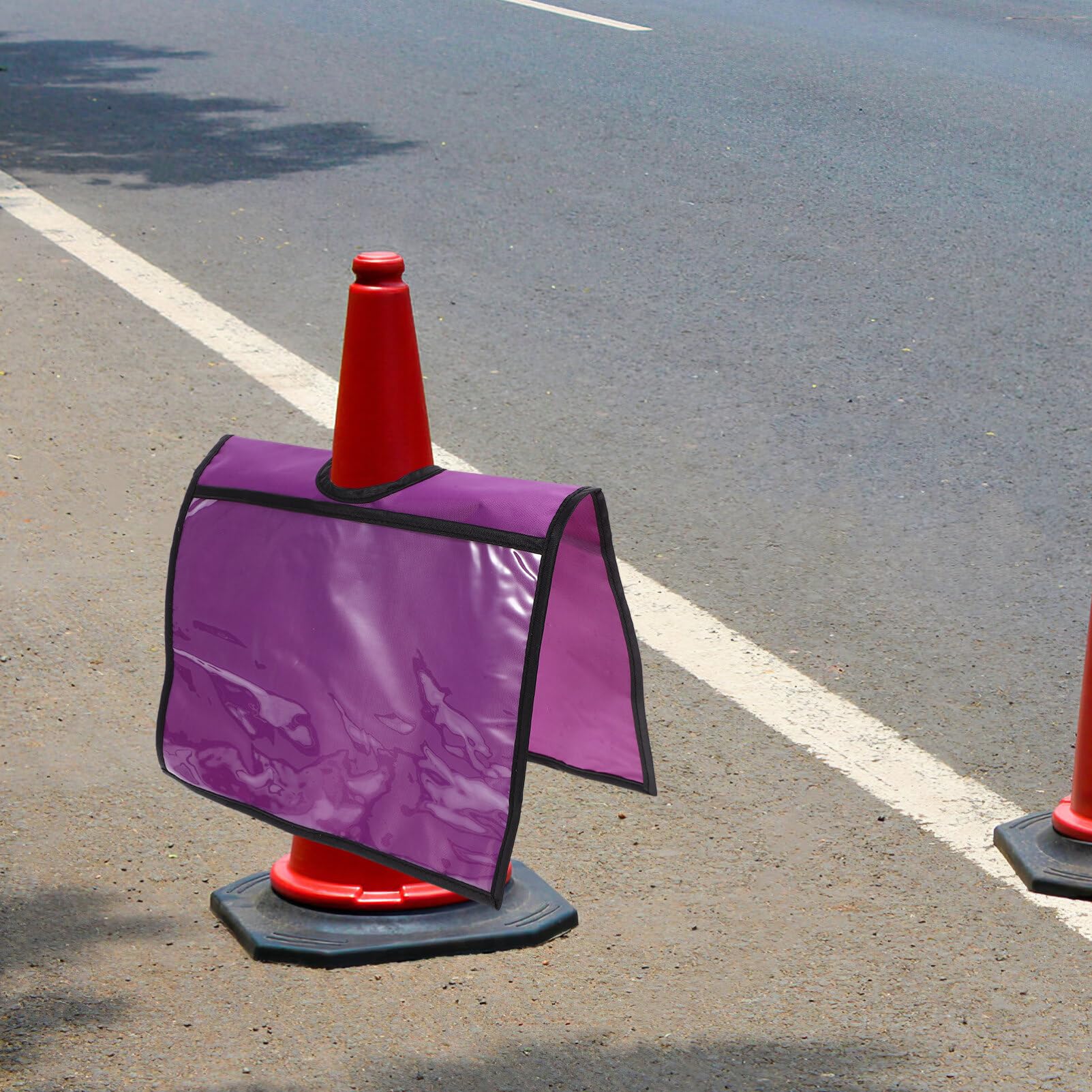 JECOMPRIS Traffic Cone Sleeves with High Visibility Safety Message Covers A4 Waterproof Traffic Cone Covers for Outdoor Road Work and Event Safety - Image 3