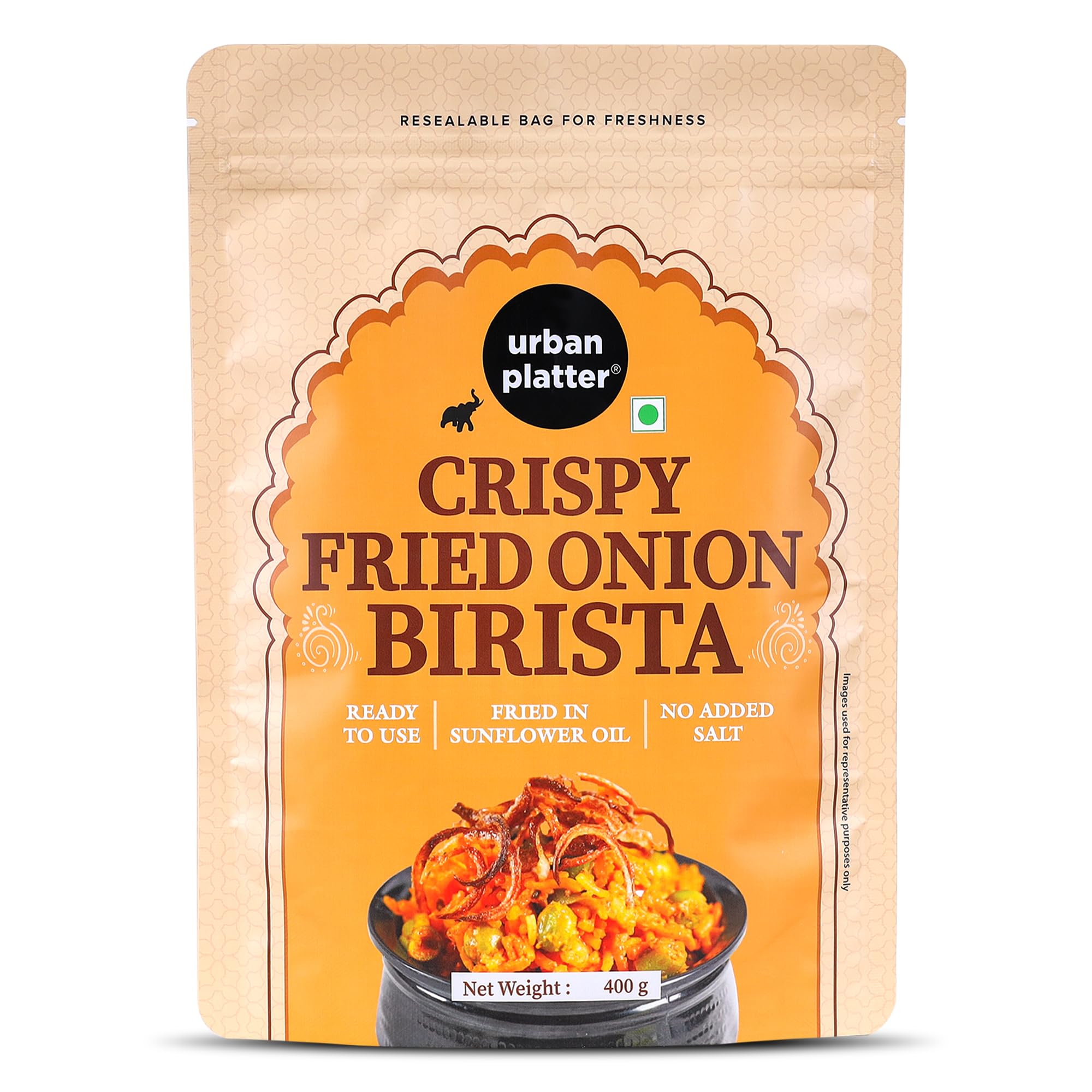 Urban Platter Crispy Fried Onion Birista, 400g (Fried in Sunflower Oil | No Added Salt | Preservative-Free | Ready to Use)