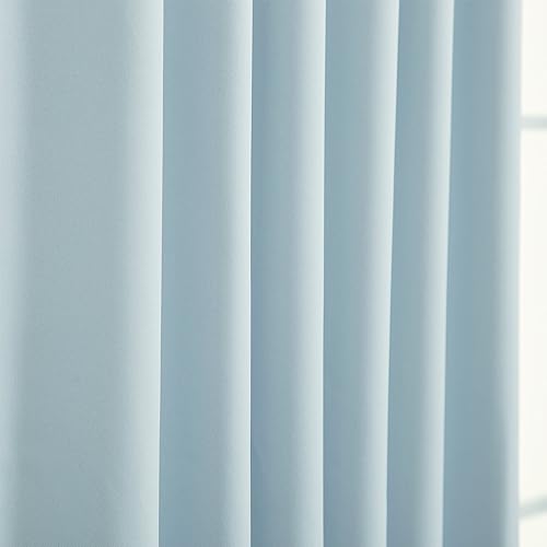 Miniatura 2 de Best Home Fashion Cortinas opacas con aislamiento térmico, pestaña trasera, bolsillo para barra, azul cielo, 52 pulgadas de ancho x 96 pulgadas de