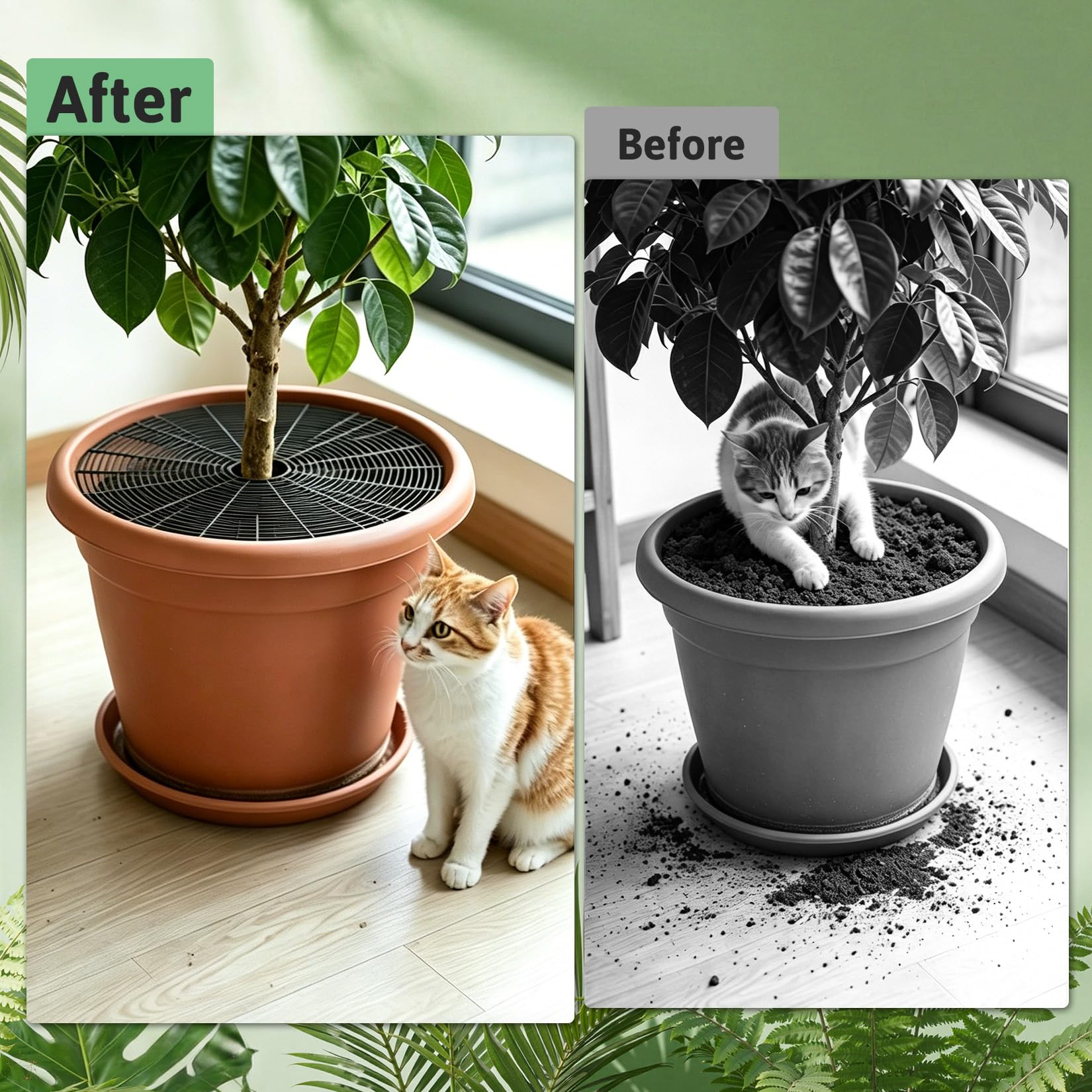 Lot de 2 grilles de protection pour pot de fleurs, 50 cm, protection des plantes, chat, respectueuses de l'environnement, non toxiques