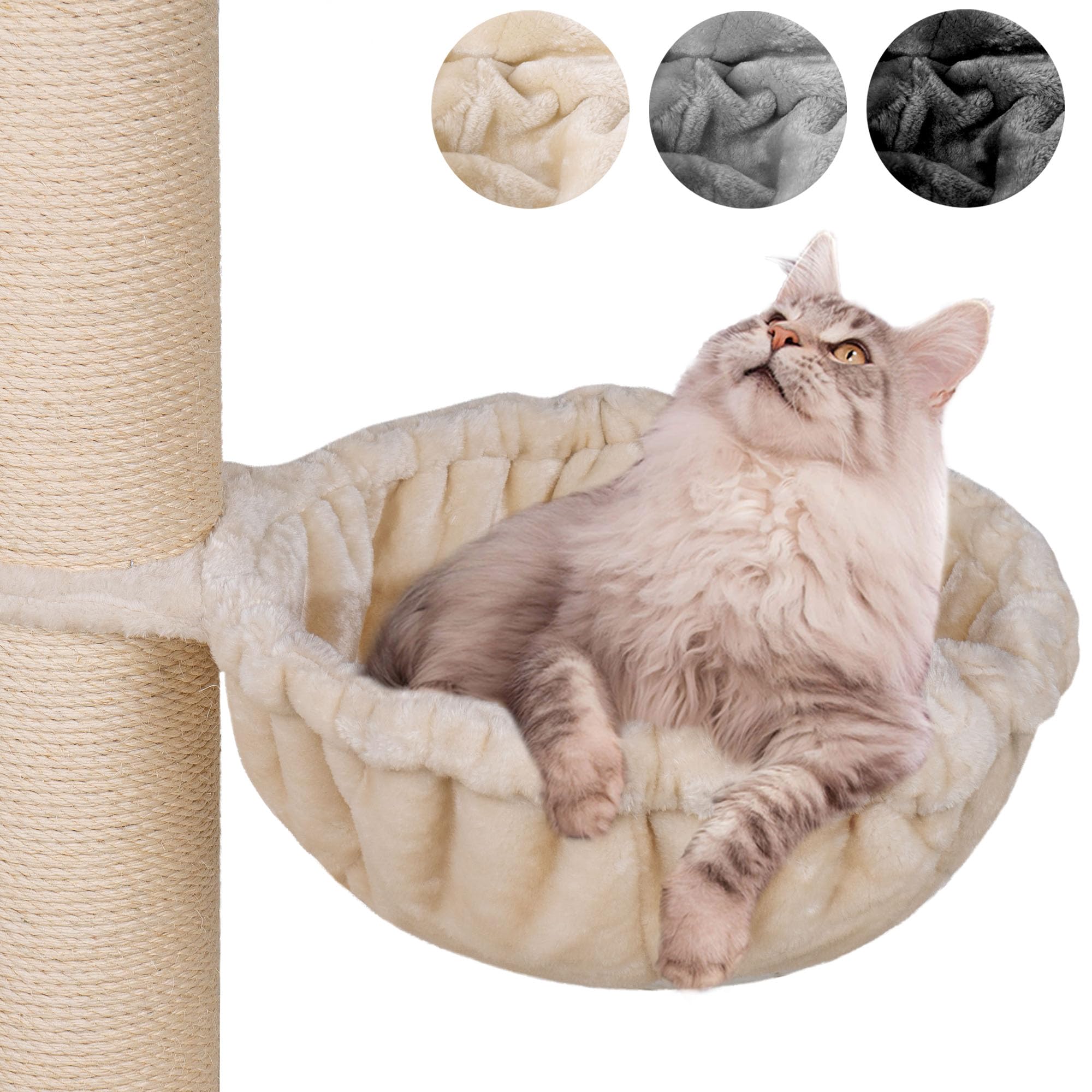 HAPPYPET Universal XXL Liegemulde für Kratzbaum Ø 45 cm - Schlafmulde für große Katzen, Maine Coon, Stabil bis 20 kg Traglast, Hängematte, Katzenliege, Katzenmulde, Anthrazit
