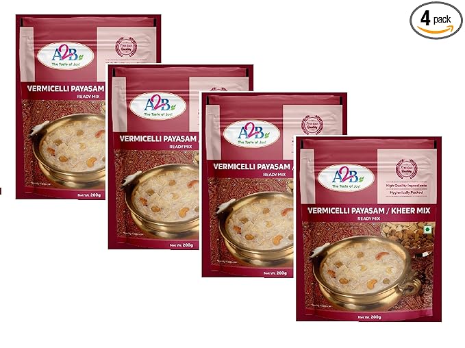 Adyar Anand Bhavan Sweets and Snacks A2B South Indian Payasam Mix with Roasted Vermicelli and Nuts (4 x 200 g)