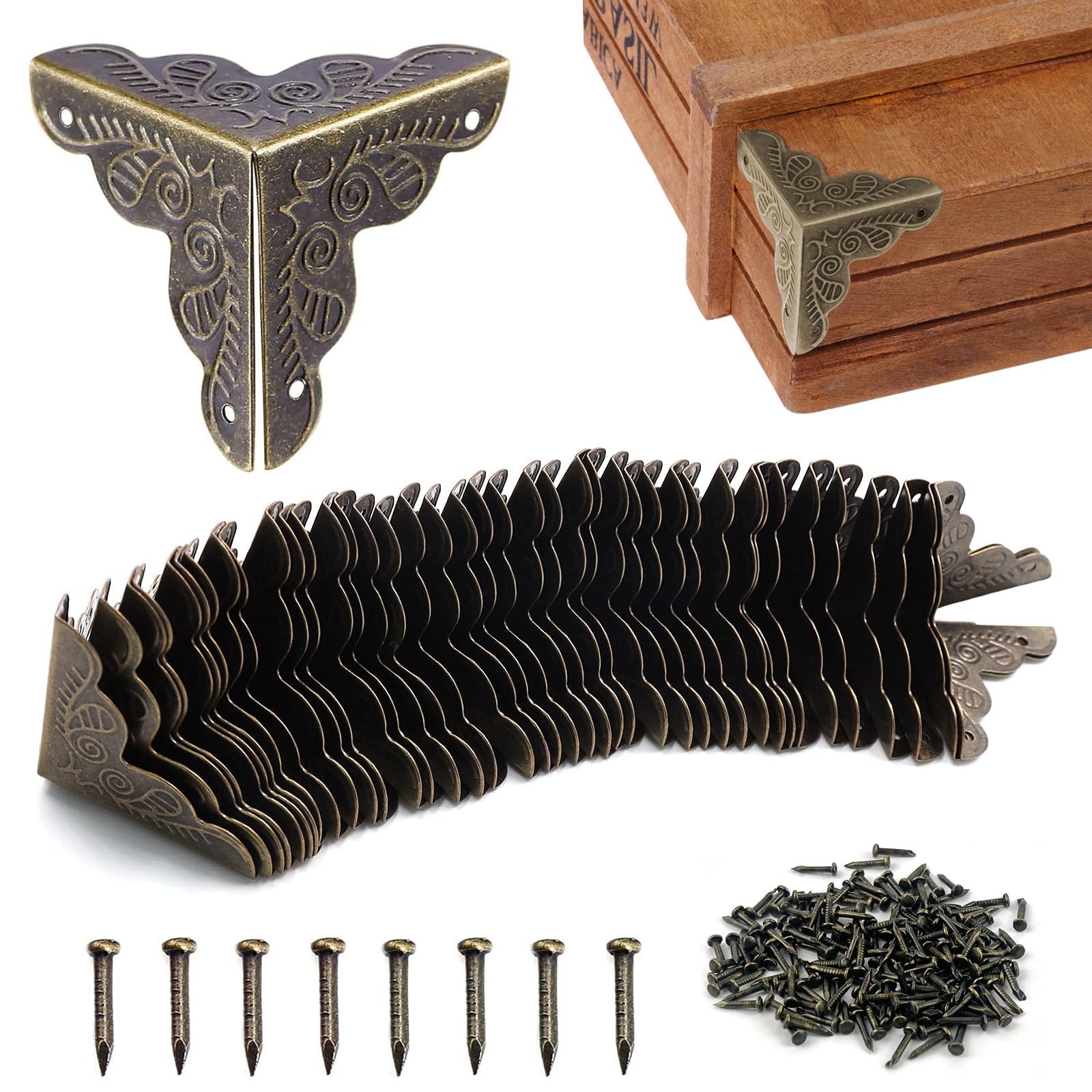 Coins de Protection Vintage en Métal - 40 Pièces Style Antique Bronze