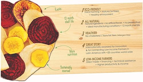 Miniatura 7 de Kiwa Chips vegetales  Mezcla de patatas fritas de mandioca, plátano, remolacha, batata, chirivía (6 paquetes de bolsas individuales de 2.5 onzas)