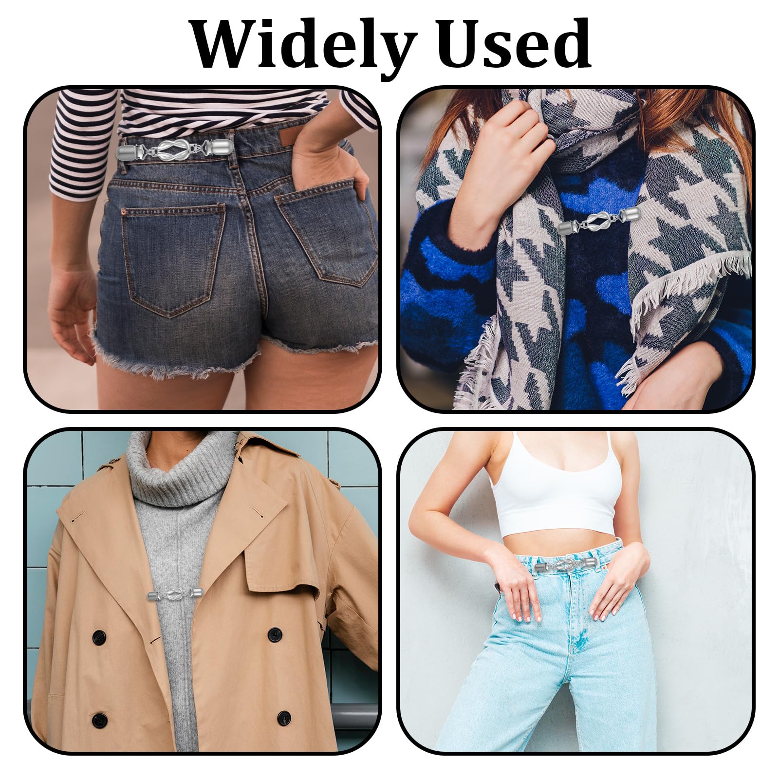 Vin Beauty - 2 klipsy do kardiganu, klipsy do swetra w stylu vintage, czarne i srebrne, dekoracyjne wieszaki na ubrania dla kobiet