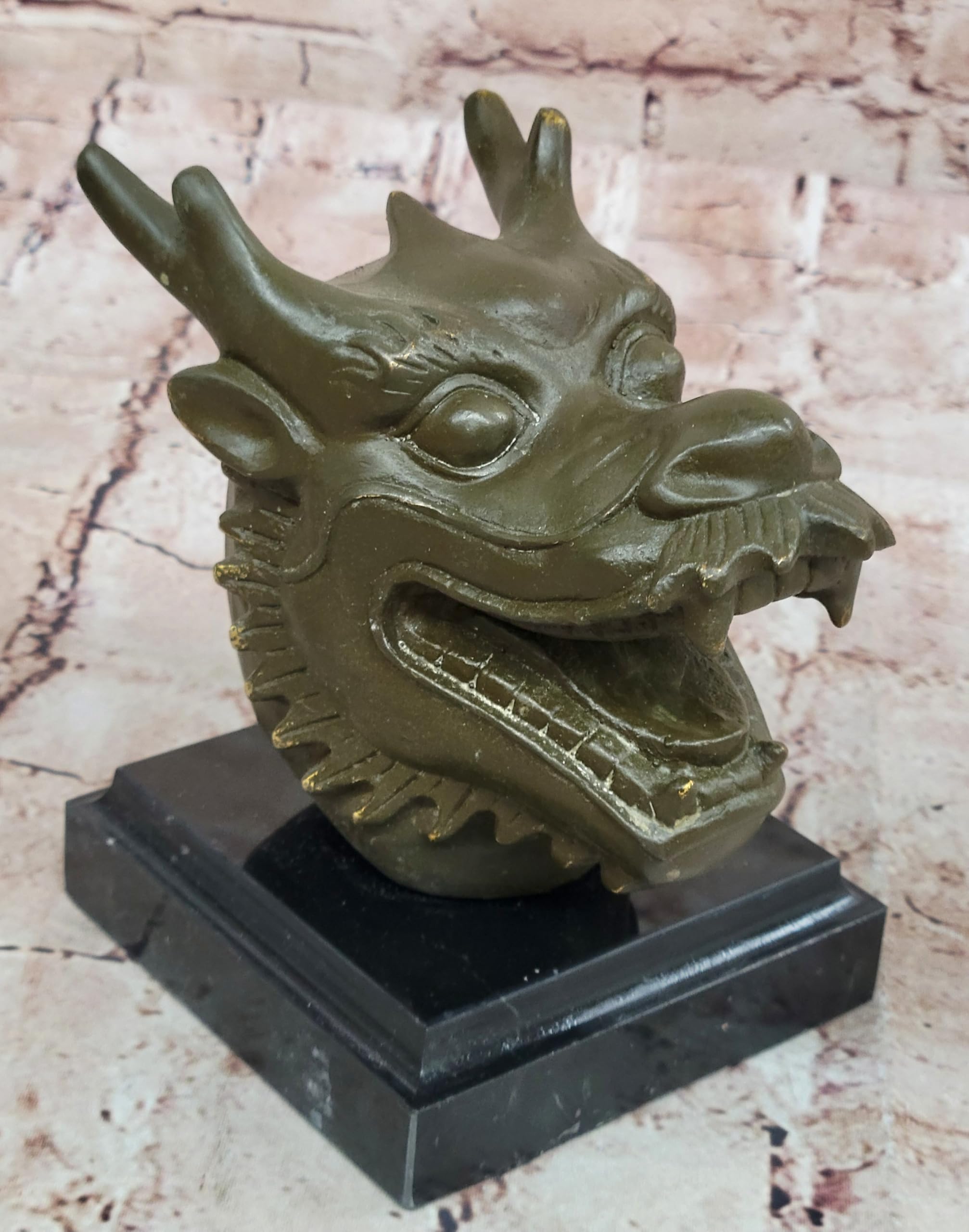 Dragon Bronze Sculpture Statue Handmade Zodiac Bust for Prosperity and Ambition Decorative Artwork Gift for Home Office by Classy Bronze