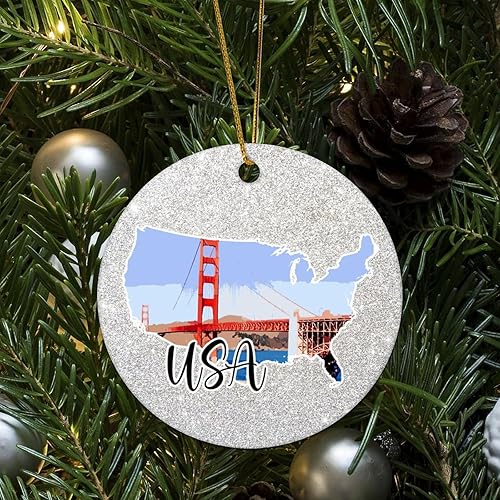 Vista 94 de Christmas Round Ornament South Africa Lands Ceramic Keepsake Visitor Souvenir 3 Inch with Gold String Hometown City Pride Home Decorations Christmas