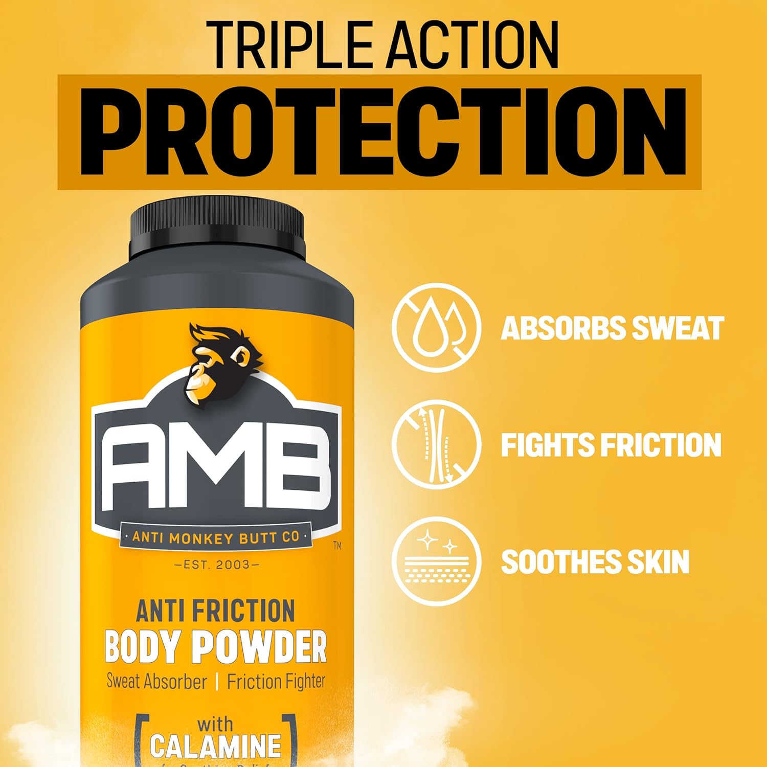 Anti Monkey Butt Body Powder for Women & Men - Talc-Free - Hypoallergenic Formula for Anti-Chafing & Anti-Itch Relief - Absorbs Sweat & Fights Friction with Calamine - 8 oz (Pack of 2) - Image 3