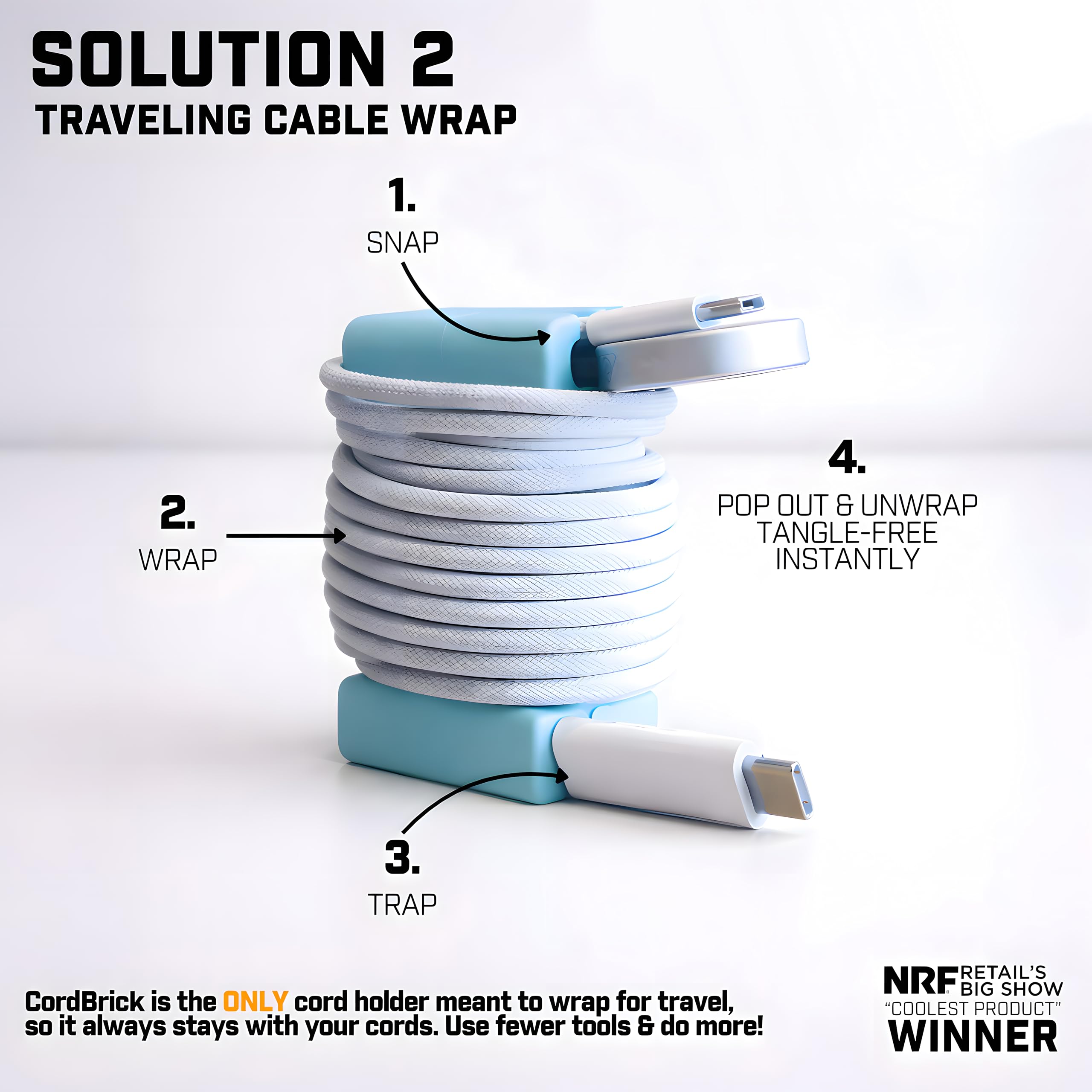 CORDBRICK Supporto ponderato per comodino, scrivania, viaggi, strumento di gestione dei cavi, accessorio per telefono, calza della Befana, regalo riutilizzabile (confezione da 1, blu)