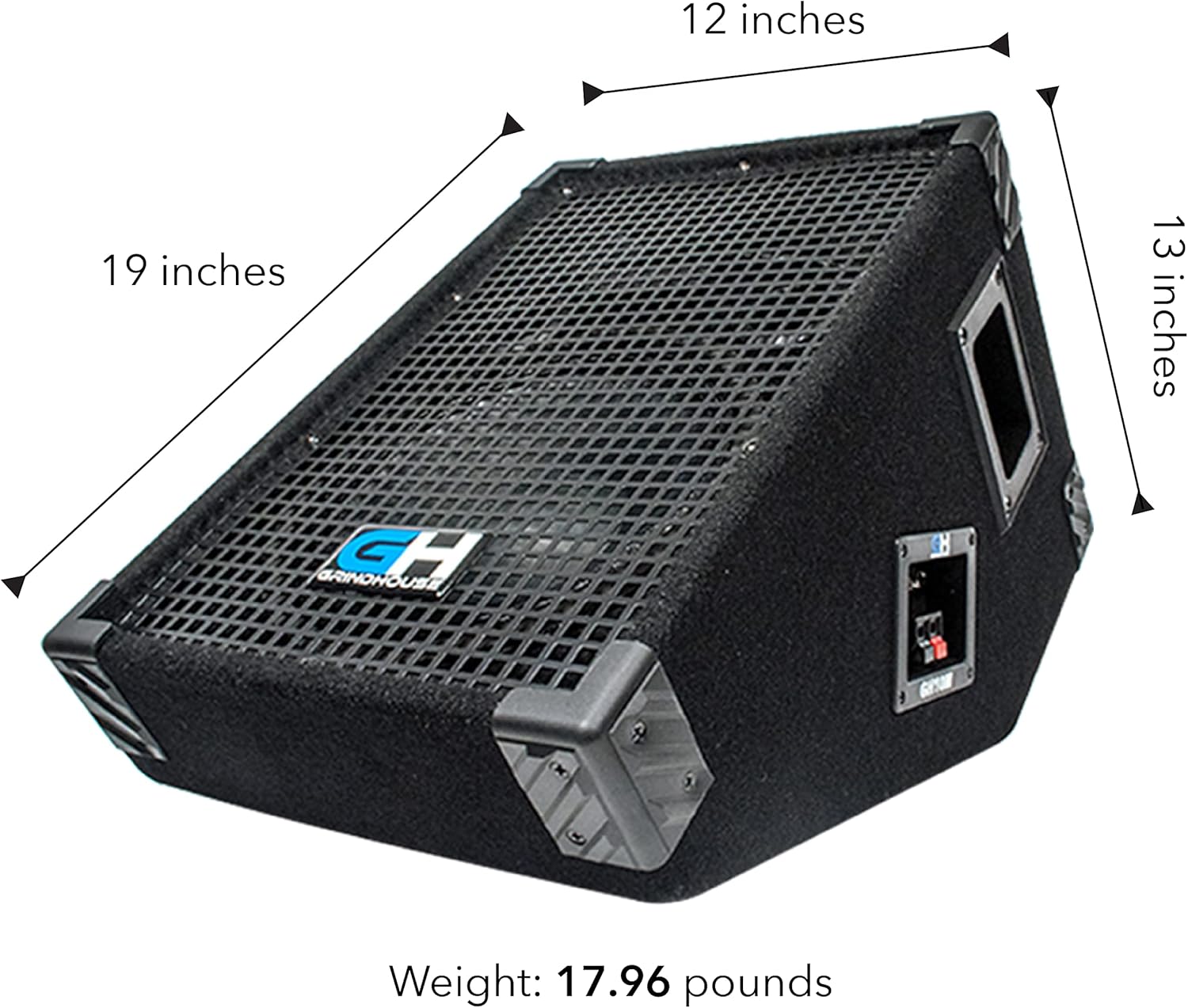 Grindhouse Speakers - GH10M - 10 Inch Passive Wedge Floor / Stage Monitor 300 Watts RMS - PA/DJ Stage, Studio, Live Sound 10 Inch Monitor