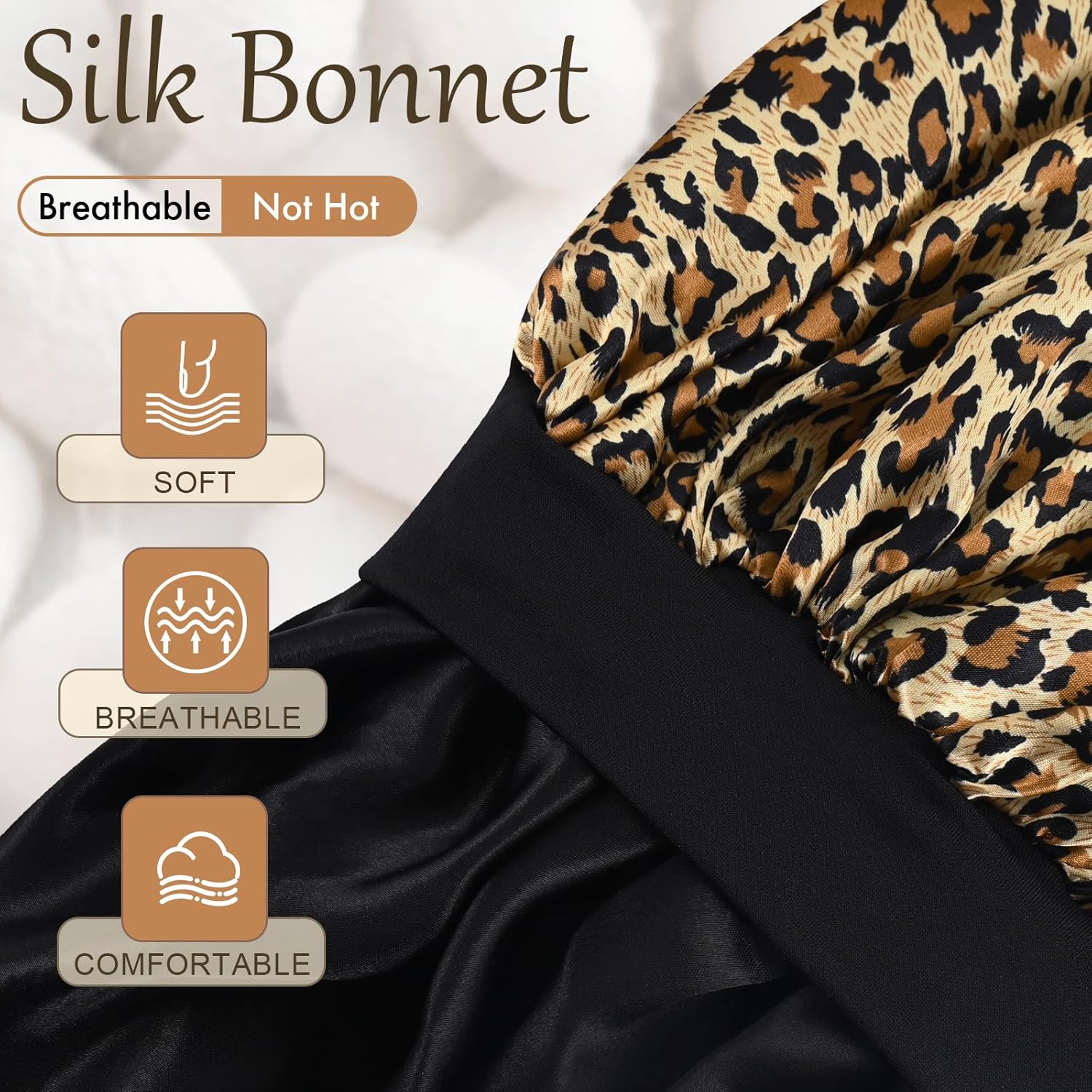 Satin Silk Bonnet for Sleeping, Soft Satin Lined Hair Bonnet for Women, Double Layer Sleep Nightcap - Image 2