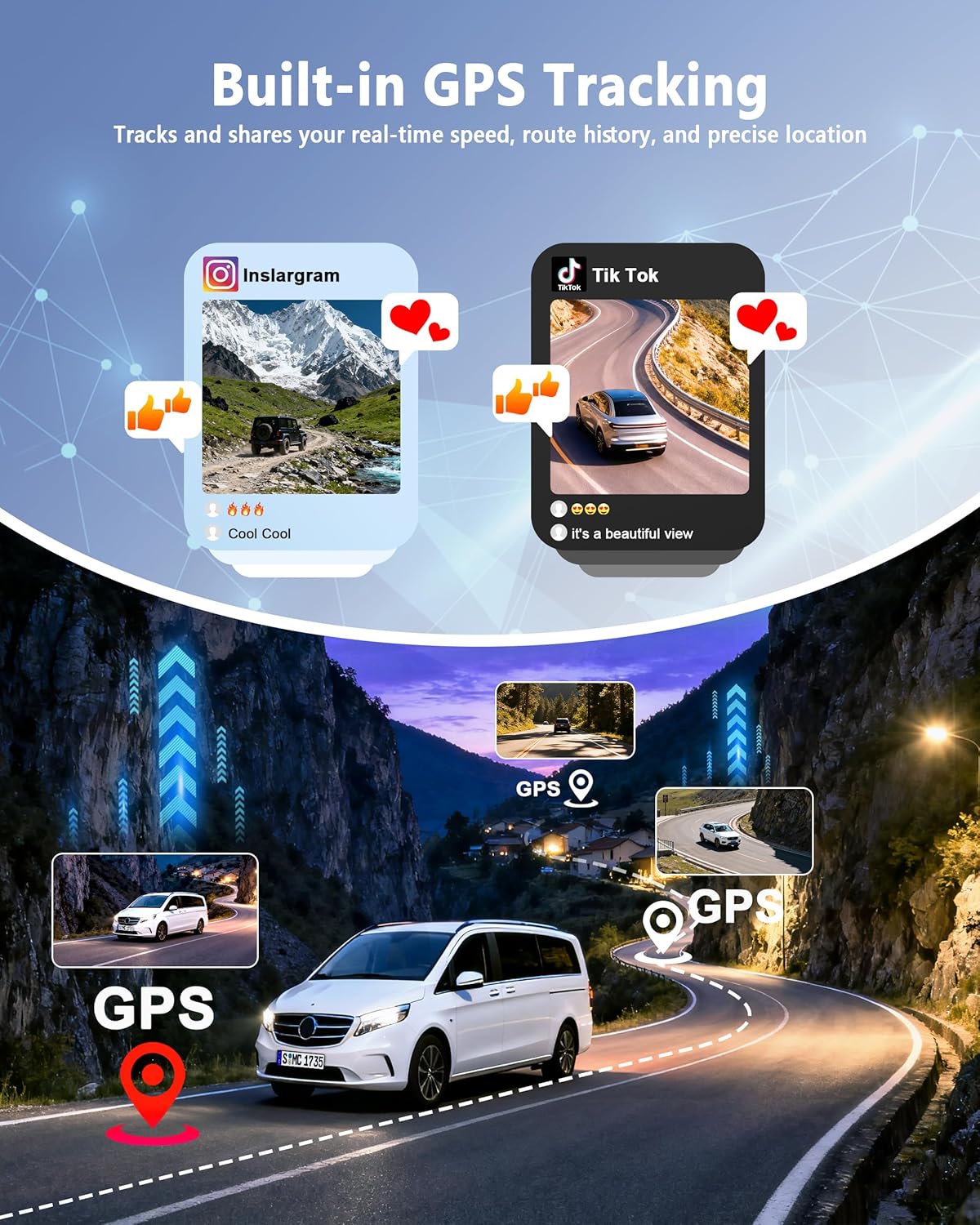 4K+2K+2K 3 Channel Dash Cam Front and Rear, 128GB Card Included, Dash Camera for Cars 5.8G/2.4G Dual Wifi, Built-in GPS, Night Vision, WDR, 170°Wide Angle, G-Sensor Emergency Lock, 24H Parking Monitor - Image 7