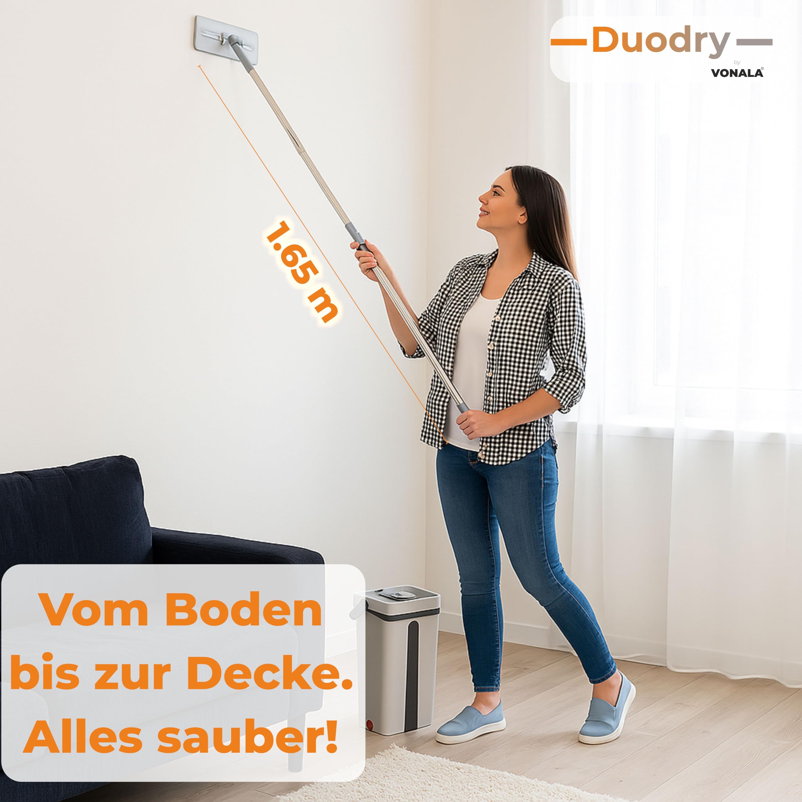 Mop Set Duodry, Bodenwischer Set, Wischmopp mit Auswringfunktion, Wischmopp Set mit Eimer 2 Kammern, Nass- & Trockenmopps für den Haushalt,