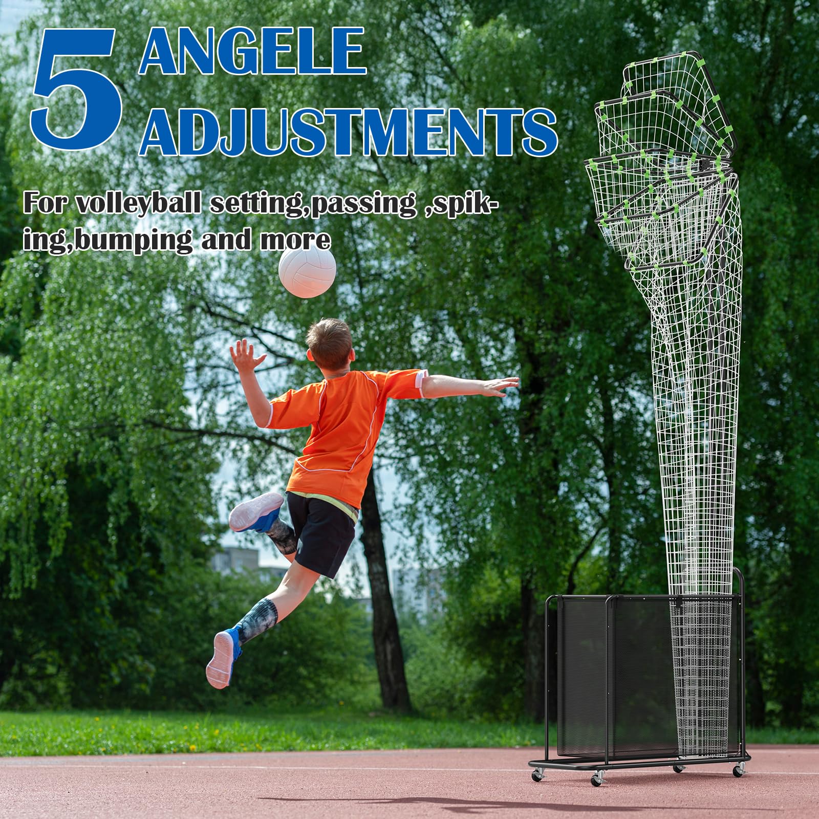 Filet d'Entraînement de Passeur Volley-Ball avec Roues – Système Réglable en Hauteur (1,75m-2,85m) et Angle