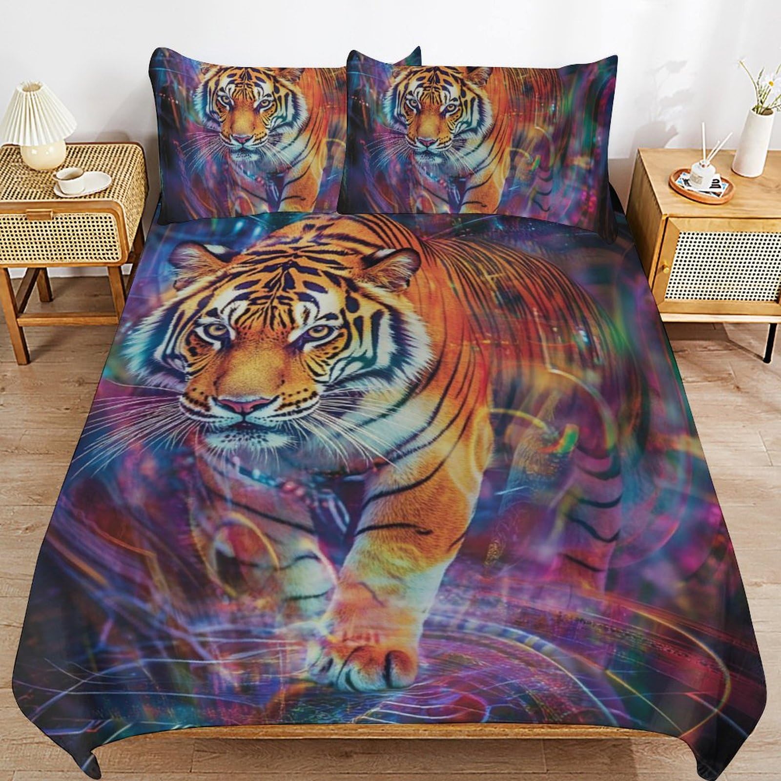 Parure de lit tigre le cadeau parfait avec fermeture éclair pour ado