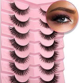 AUPALADA False Eyelashes Cat Eye Natural Look Lashes 6D Volume Lashes Fluffy Wispy Fake Eyelashes Faux Mink Lashes 7 Pairs Pack, Short Lashes, wispy Cat Eye Lashes