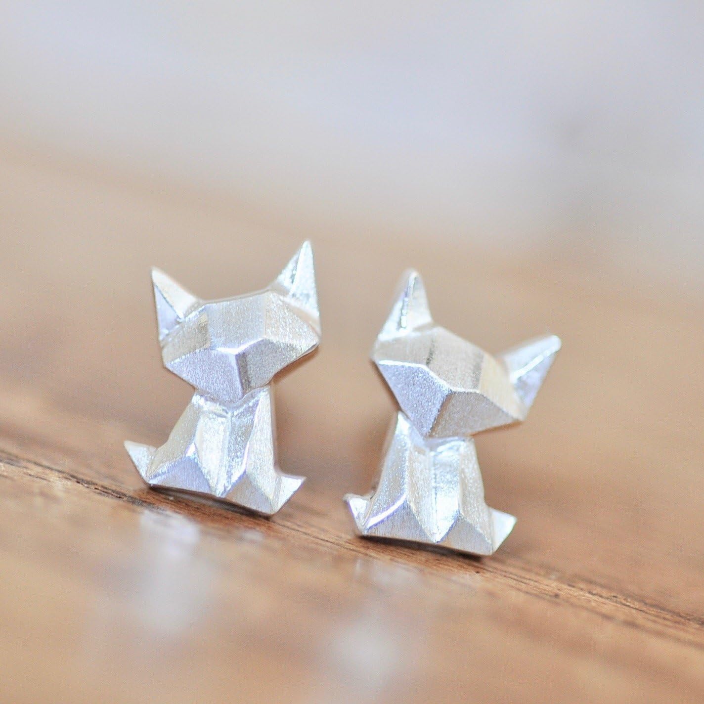 Origami Cat Necklace in Sterling Silver 925 with 16 Inch Chain - Image 9