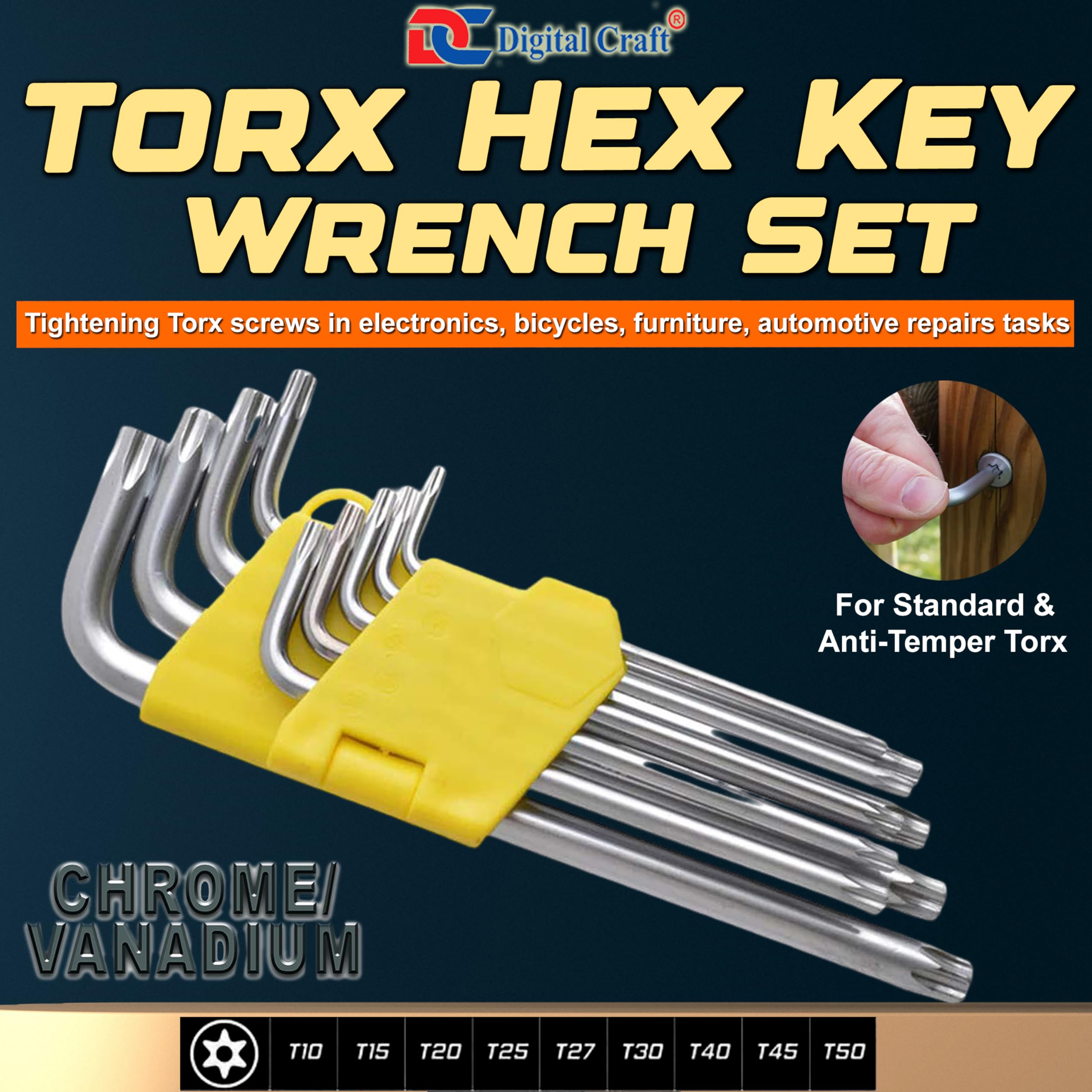 Digital Craft XCXCV3 Mega Torx/Star Key Set 9 Pieces Star Allen