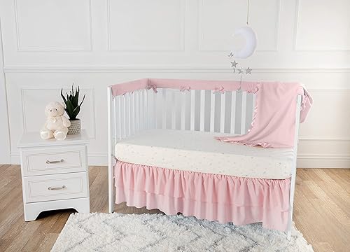 Miniatura 6 de American Baby Company Sábana bajera de punto de jersey 100 algodón estampada para colchones estándar de cuna y niños pequeños estrellas y luna rosa