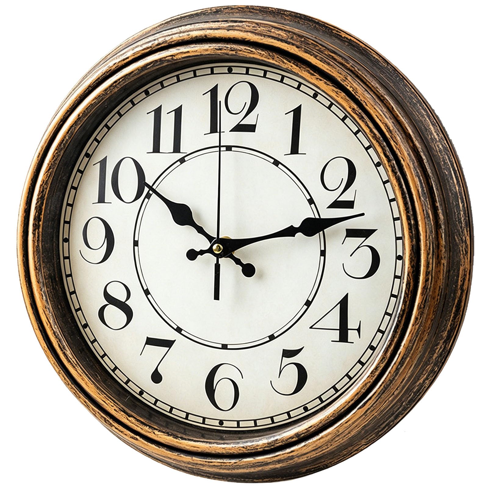 Wesoke 30cm Wall Clock, 12 inch Retro Digital Wall Clock, Vintage Large Round Wall Clock Silent Non Ticking Battery Operated Quartz Easy to Read for Office,Classroom,Home,Bedroom,Kitchen, Gold