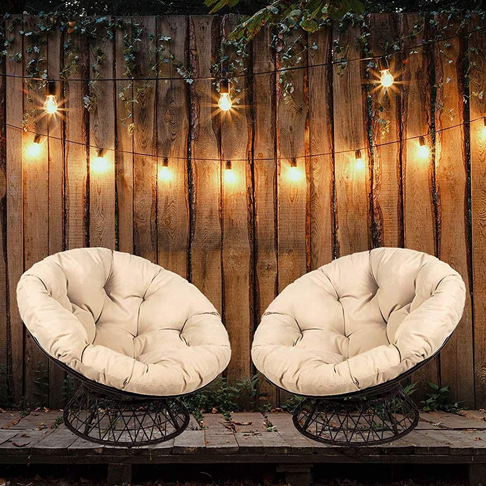 Mecedora impermeable para exteriores con asiento extra grande y cómodo, color beige, 140 x 140 cm