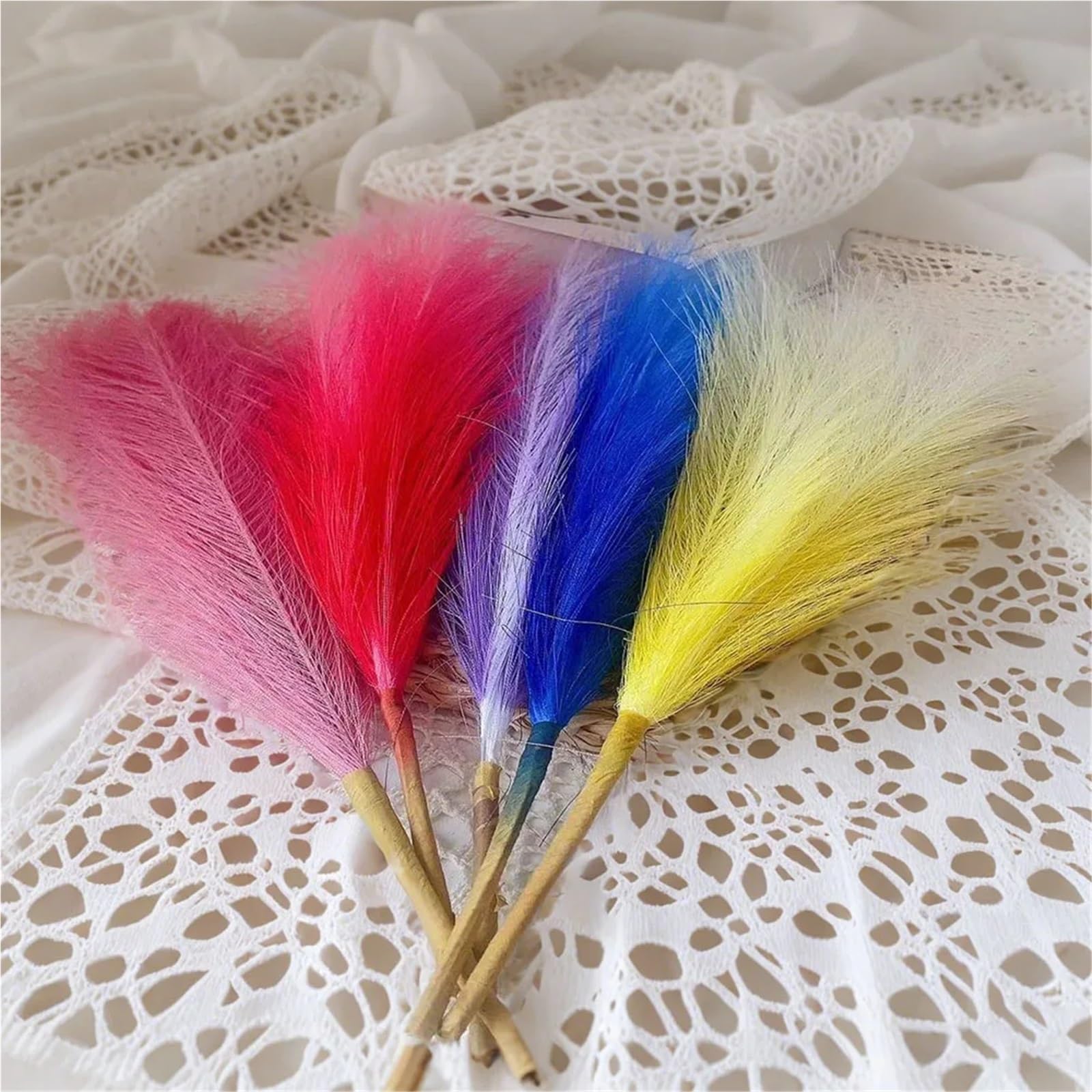Trockenblumen Reed Valentinstag Dekoration Hochzeit Hintergrund Blume Anordnung Szene Layout Feder Pampas Gras(Yellow)