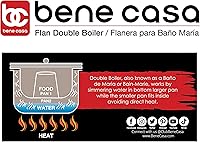 Vista 6 de Bene Casa - Aluminum Flan Mold Double Boiler with Glass Lid (1.6 Liter) - Includes Aluminum Inner Pan (8") - Dishwasher Safe